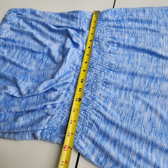 BECCA Strapless Blue Swim Cover Up Midi Dress Slit w Stretch Sz L - Picture 10 of 14